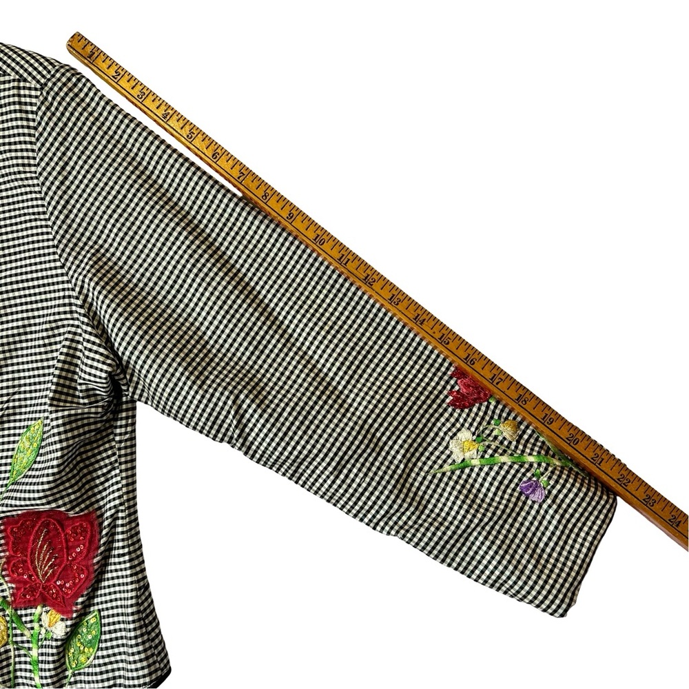 Vintage ANAGE jacket: gingham, embroidered, beaded, sequined, floral details - Picture 9 of 17